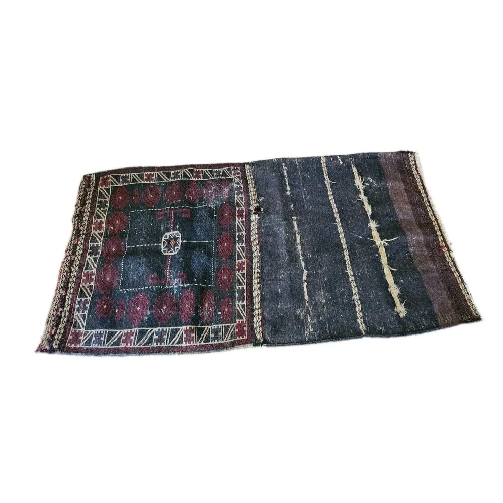Antique Hand Knotted Wool Khorjin Double Saddlebag Tribal Rug 56x31.5
